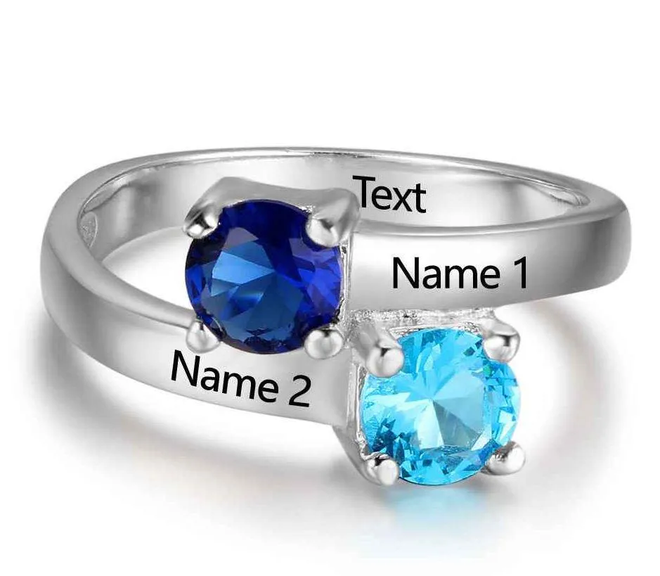 Personalized Mother's Ring 2 Stone 2 Names True Love