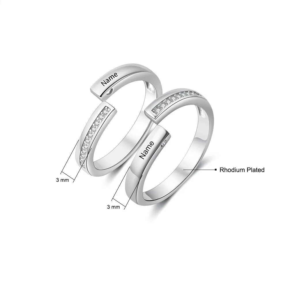 Personalized Paved Adjustable Couple Rings