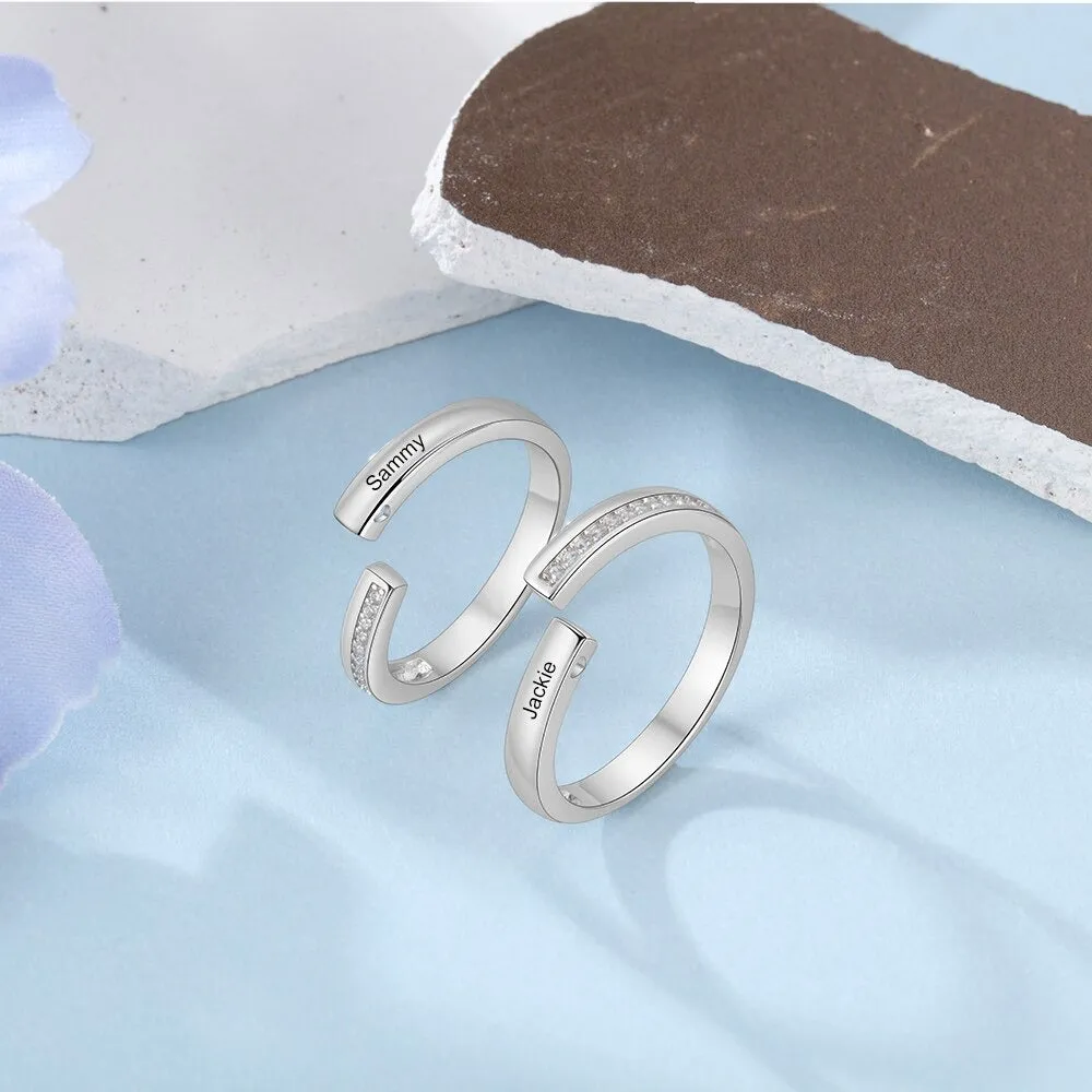 Personalized Paved Adjustable Couple Rings