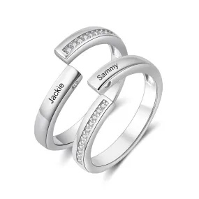 Personalized Paved Adjustable Couple Rings