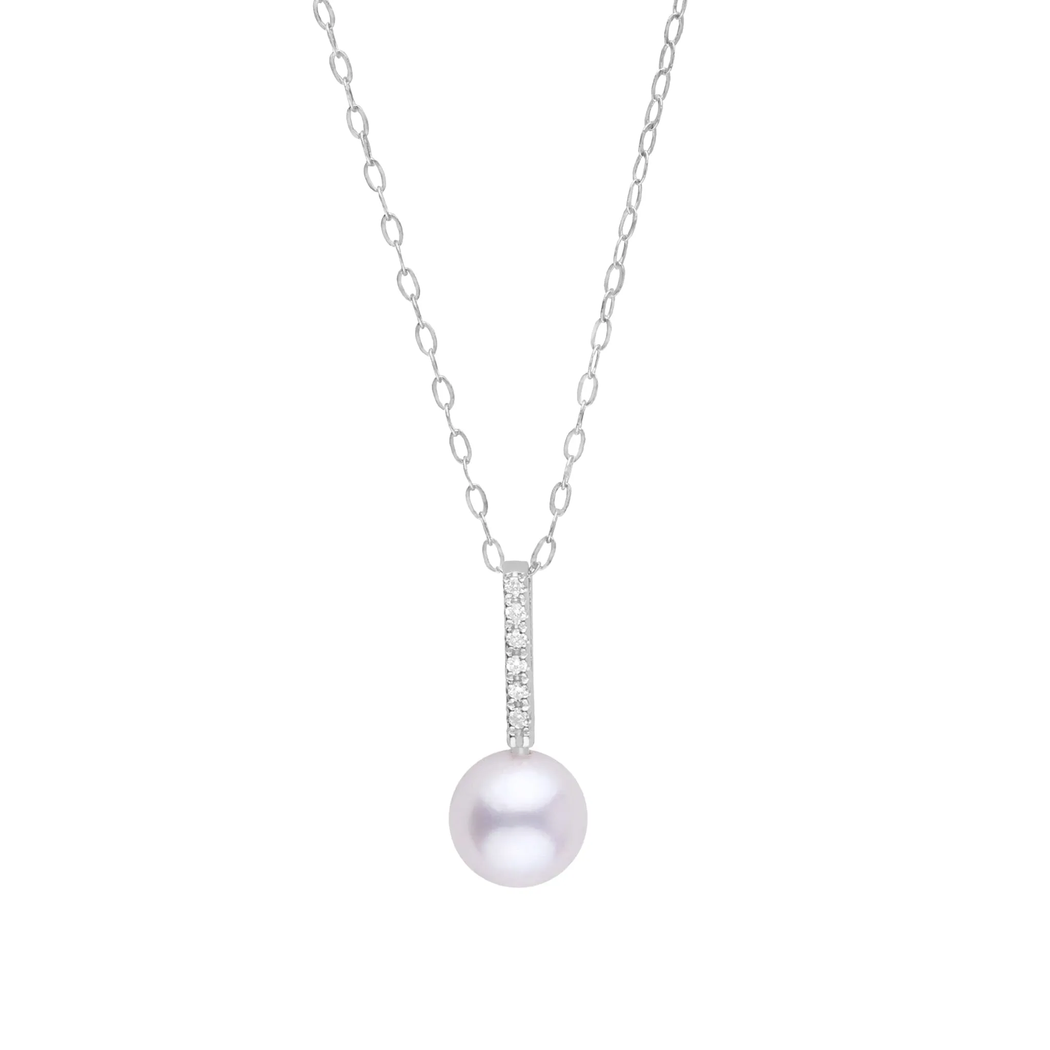 Petite Diamond Bar Collection 6.5-7.0 mm Akoya Pearl and Diamond Pendant