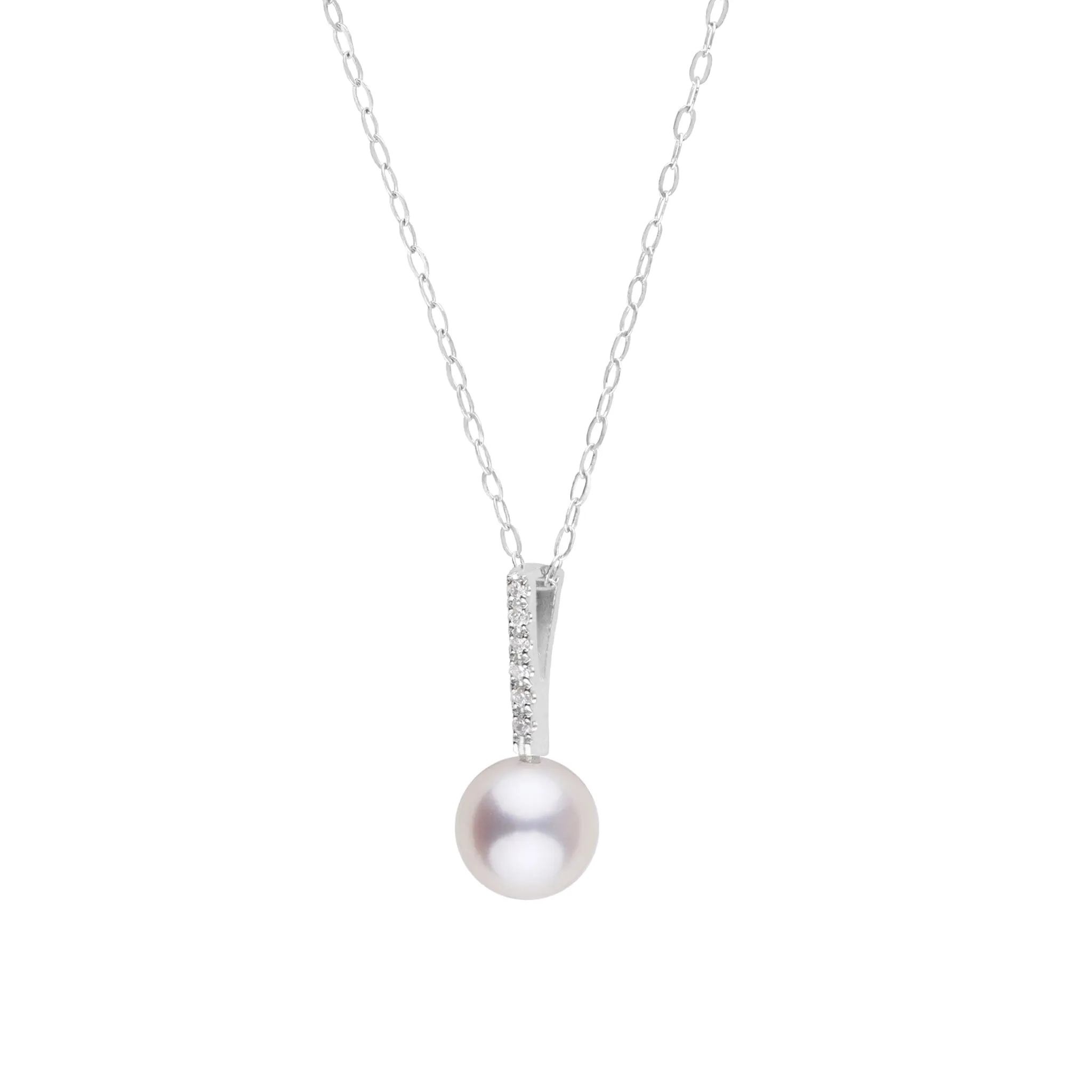 Petite Diamond Bar Collection 6.5-7.0 mm Freshadama Pearl and Diamond Pendant