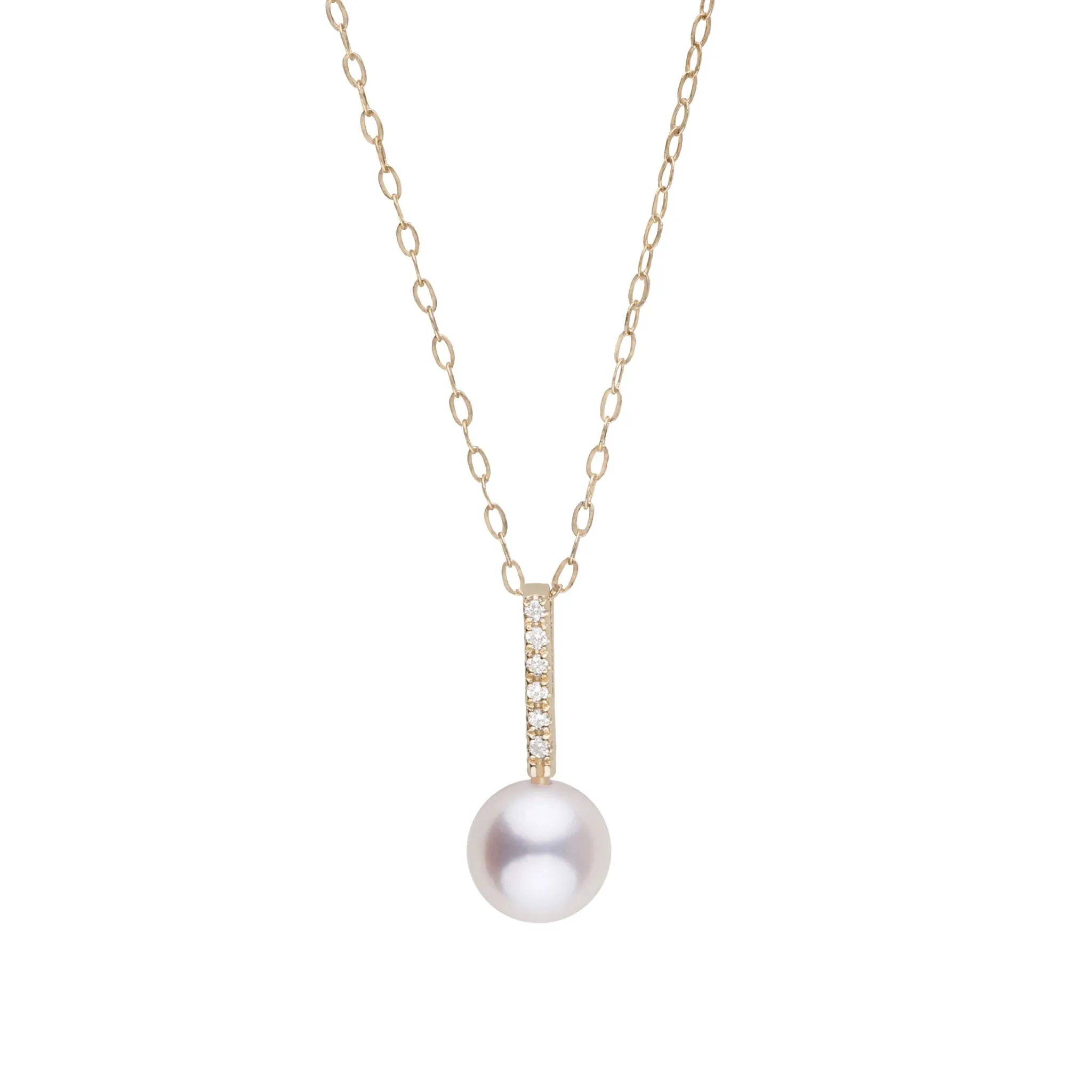 Petite Diamond Bar Collection 6.5-7.0 mm Freshadama Pearl and Diamond Pendant