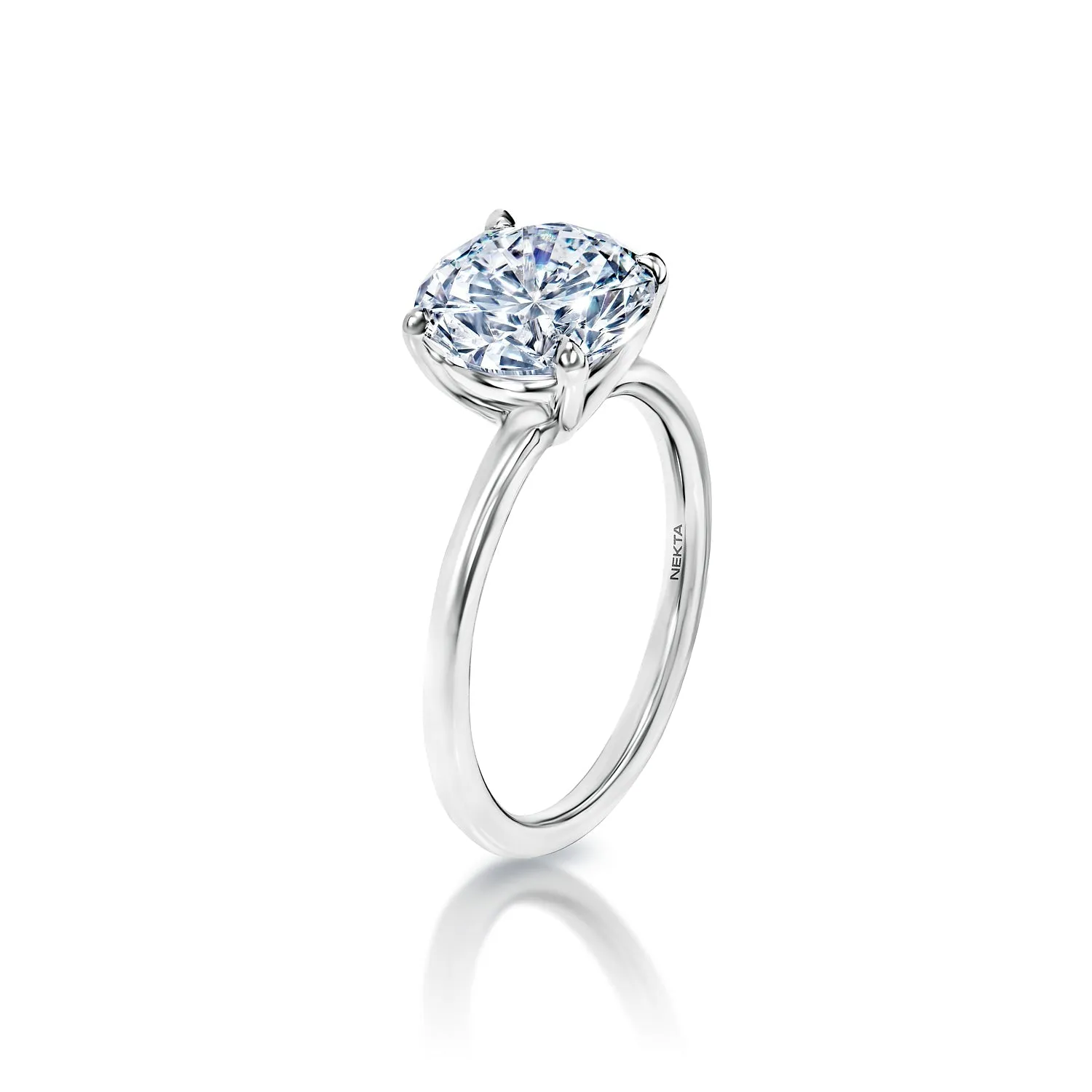 Phoebe 3 Carat D VS2 Round Brilliant Diamond Engagement Ring in 18k White Gold By Mike Nekta