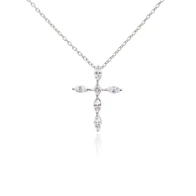 PLATINUM DIAMOND CROSS PENDANT NECKLACE - 0.35CTW