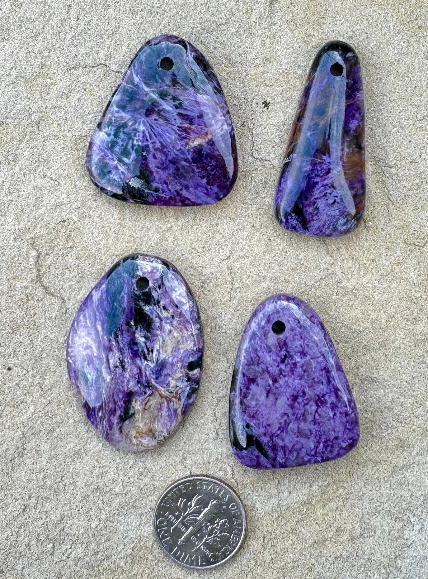 Premium Color Charoite Freeform Focal Pendant Beads, Select One Stone