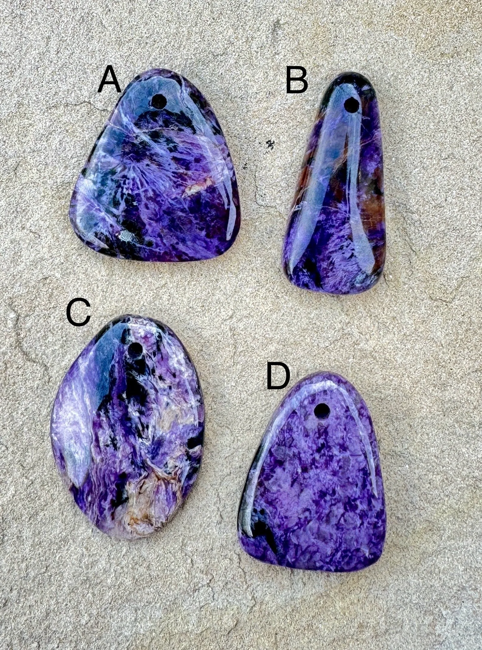 Premium Color Charoite Freeform Focal Pendant Beads, Select One Stone