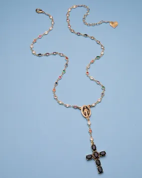 Rainbow Circle Black Cross Rosary