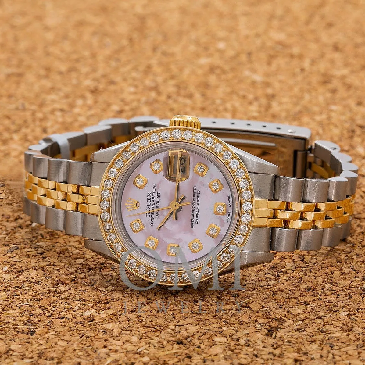 Rolex Datejust 6917 26MM Pink Mother of Pearl Diamond Dial And Bezel With Two-Tone Jubilee Bracelet 1.10 CT