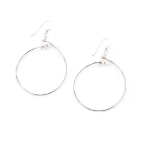 Rose Pearl and Hoop Earrings in Sterling Silver