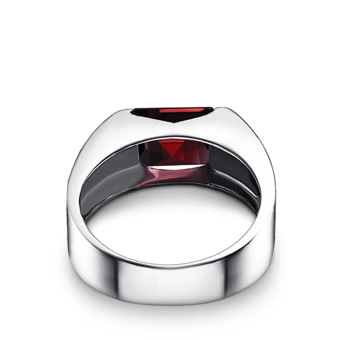 Ruby Ring for Man SOLID 10K White Gold Personalized Engagement Band Classic Jewelry Accessory