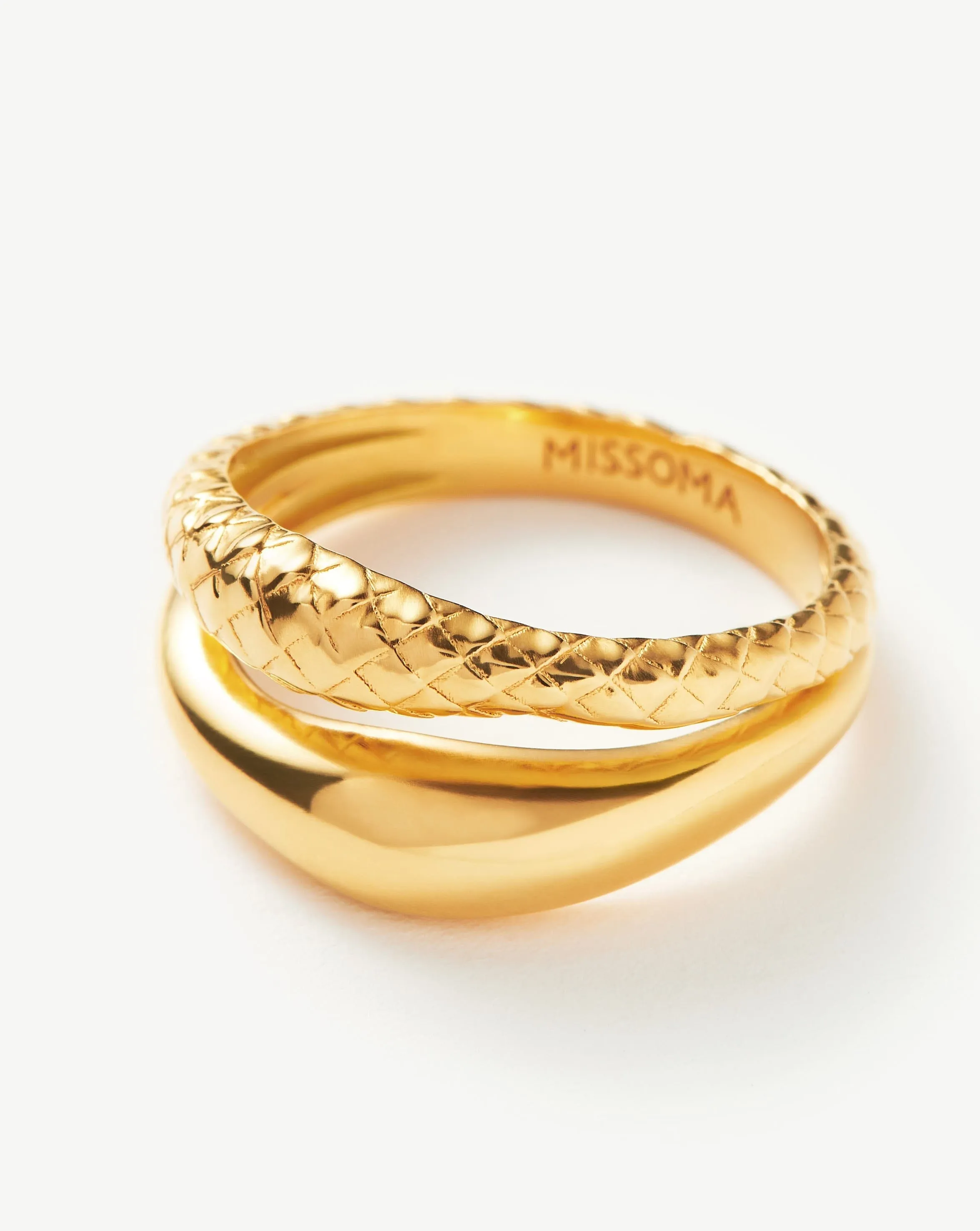 Serpent Textured Double Stacking Ring | 18ct Gold Plated Vermeil