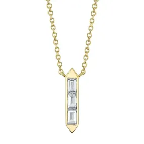 SHY CREATION 14K YELLOW GOLD BAGUETTE DIAMOND BAR NECKLACE