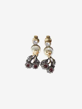 Silver embellished pearl clip-on earrings