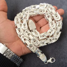 Solid Sterling Silver Byzantine King's Chain Necklace 15x15mm Thick Heavy Unique Men's Jewelry 750 g solid silver