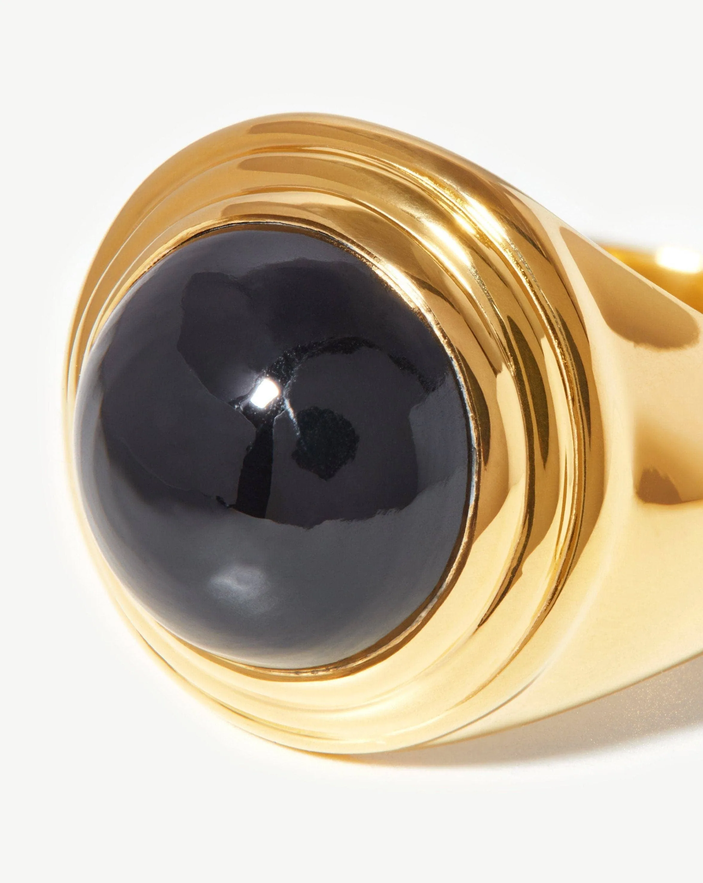 Sphere Ridge Ring | 18ct Gold Plated/Black Onyx