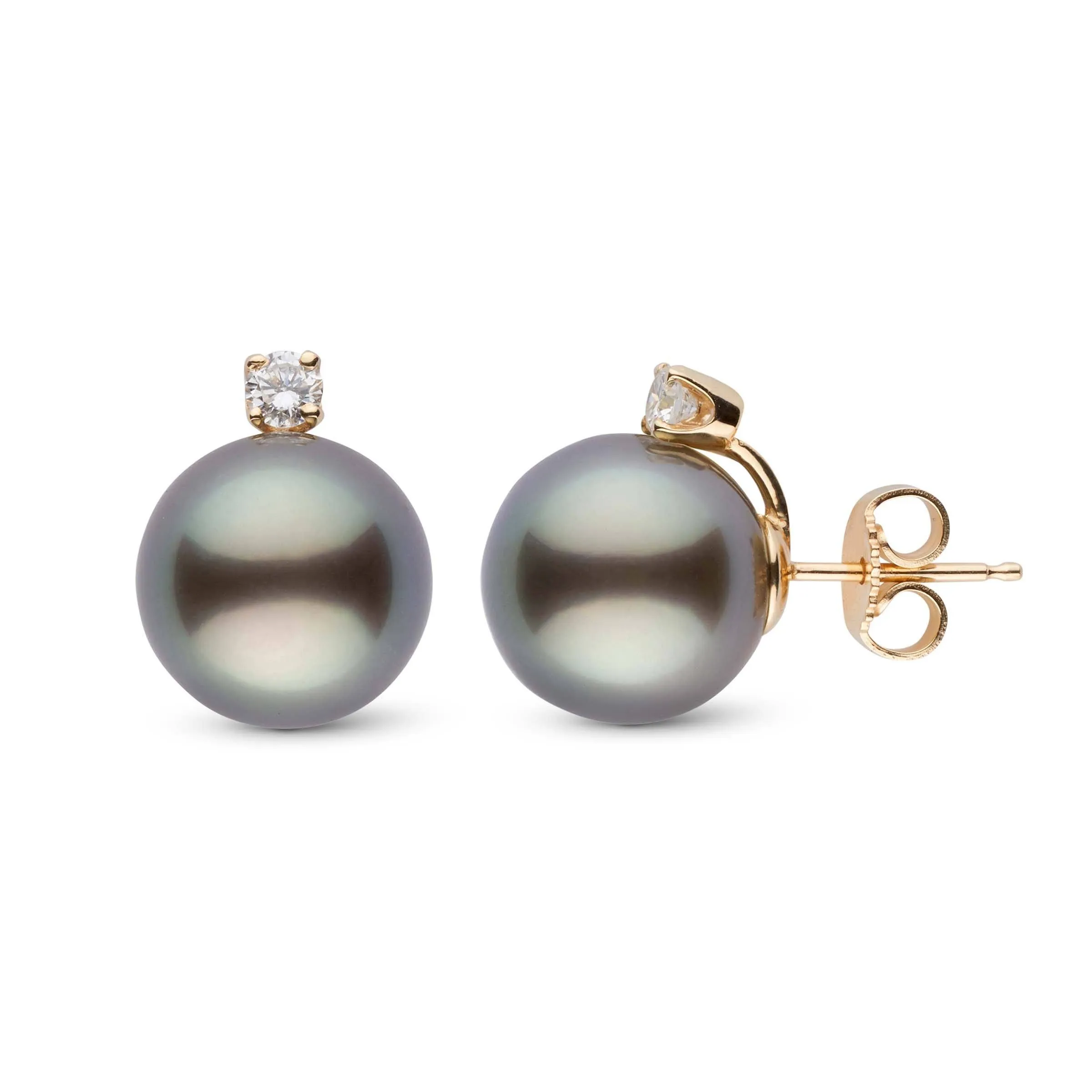 Starlight Collection 10.0-11.0 mm Tahitian Pearl & Diamond Stud Earrings