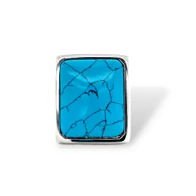 Sterling silver 925 square turquoise ladys ring