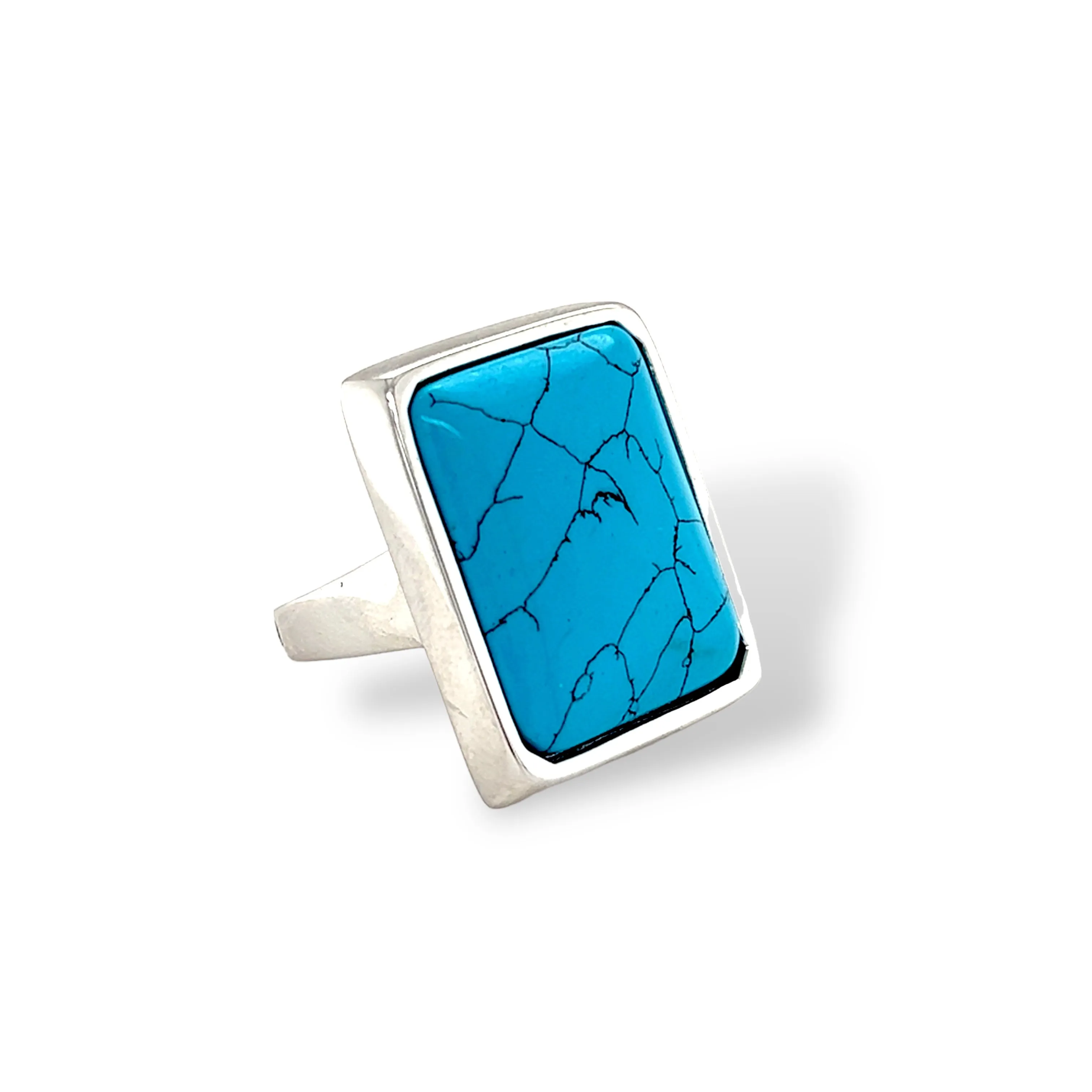 Sterling silver 925 square turquoise ladys ring