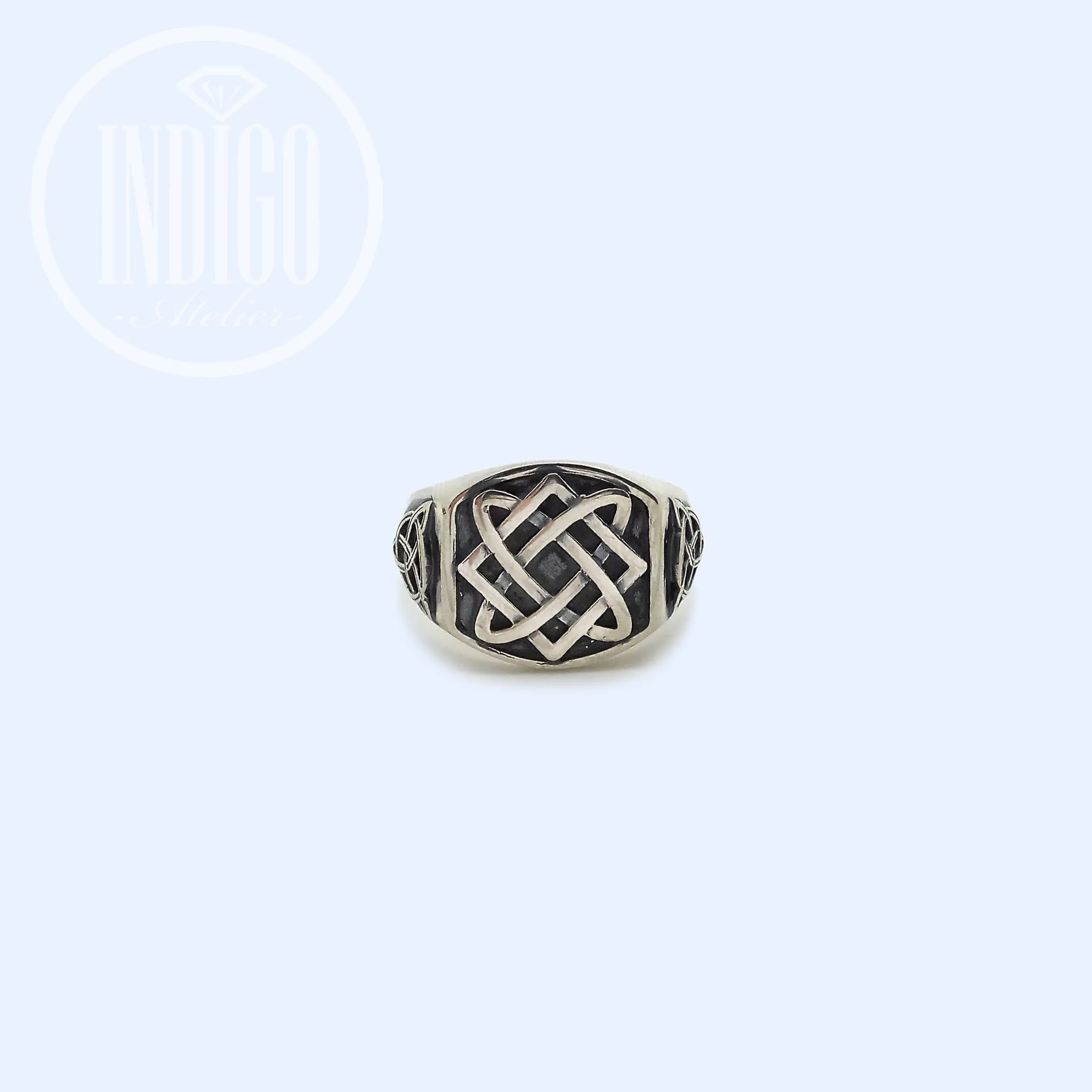 Svarog Square Symbol Ethnic Men Ring Silver 925