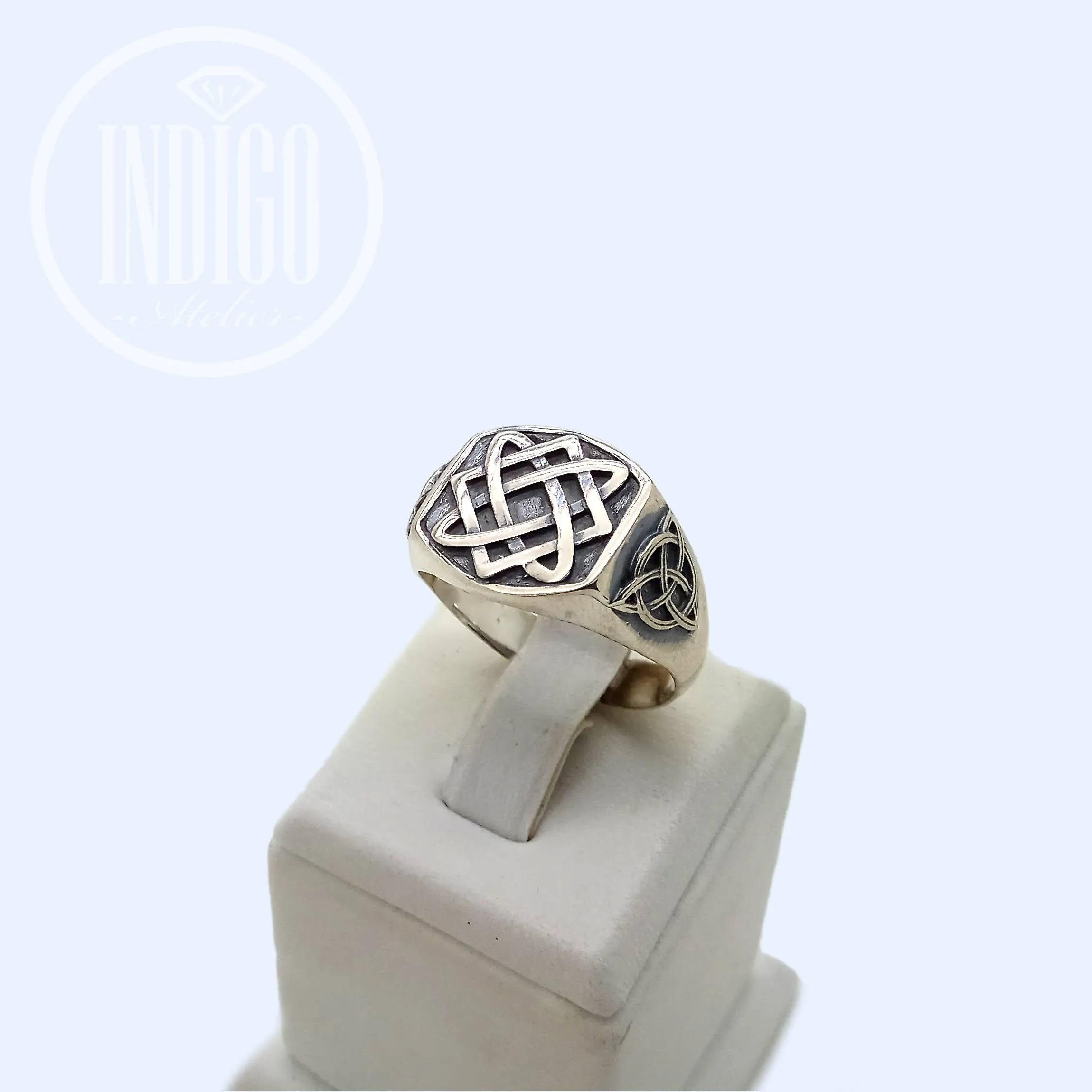 Svarog Square Symbol Ethnic Men Ring Silver 925