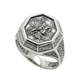 The Saint George the Victorious Archangel Mens Ring Silver 925 SKU: tyt03