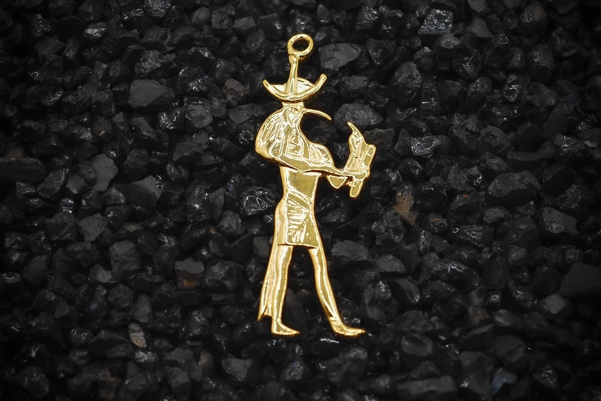 Thoth Djehuty God of the Moon Ancient Egyptian Charm | Solid 14K Gold | Jewelry Making Pendant