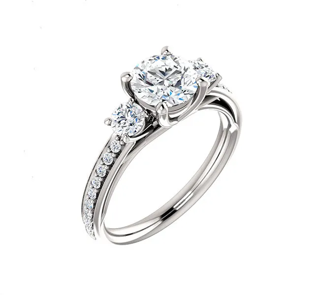 Three Stone Setting with Side Diamonds