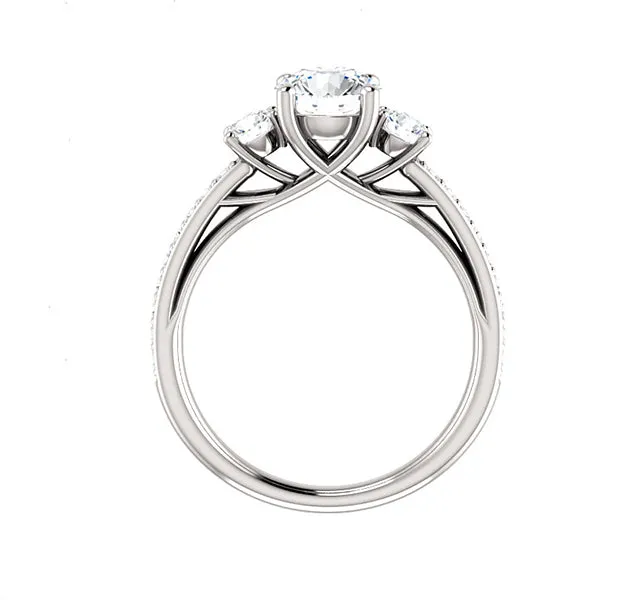 Three Stone Setting with Side Diamonds