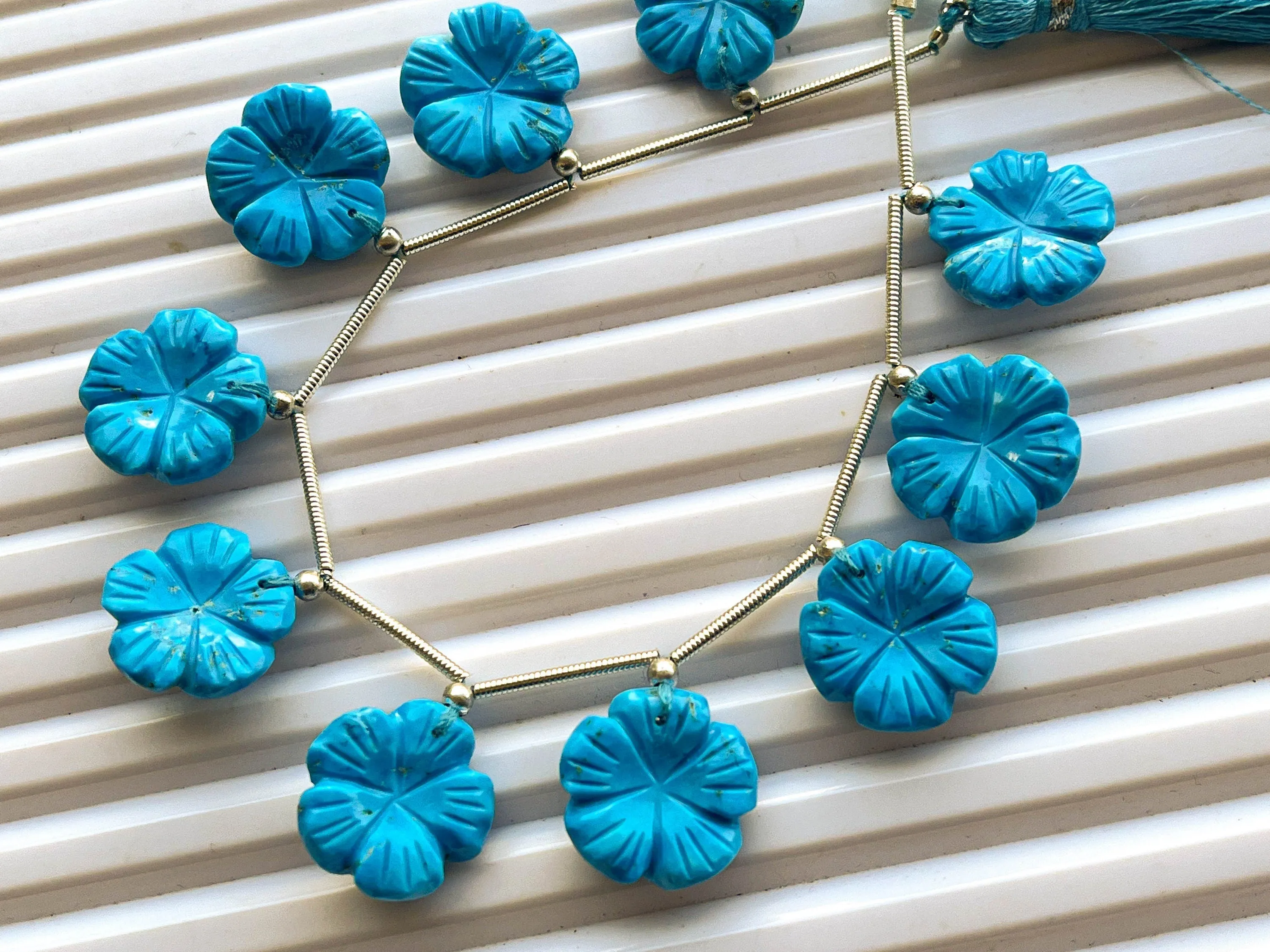 Turquoise Flower Carving Beads