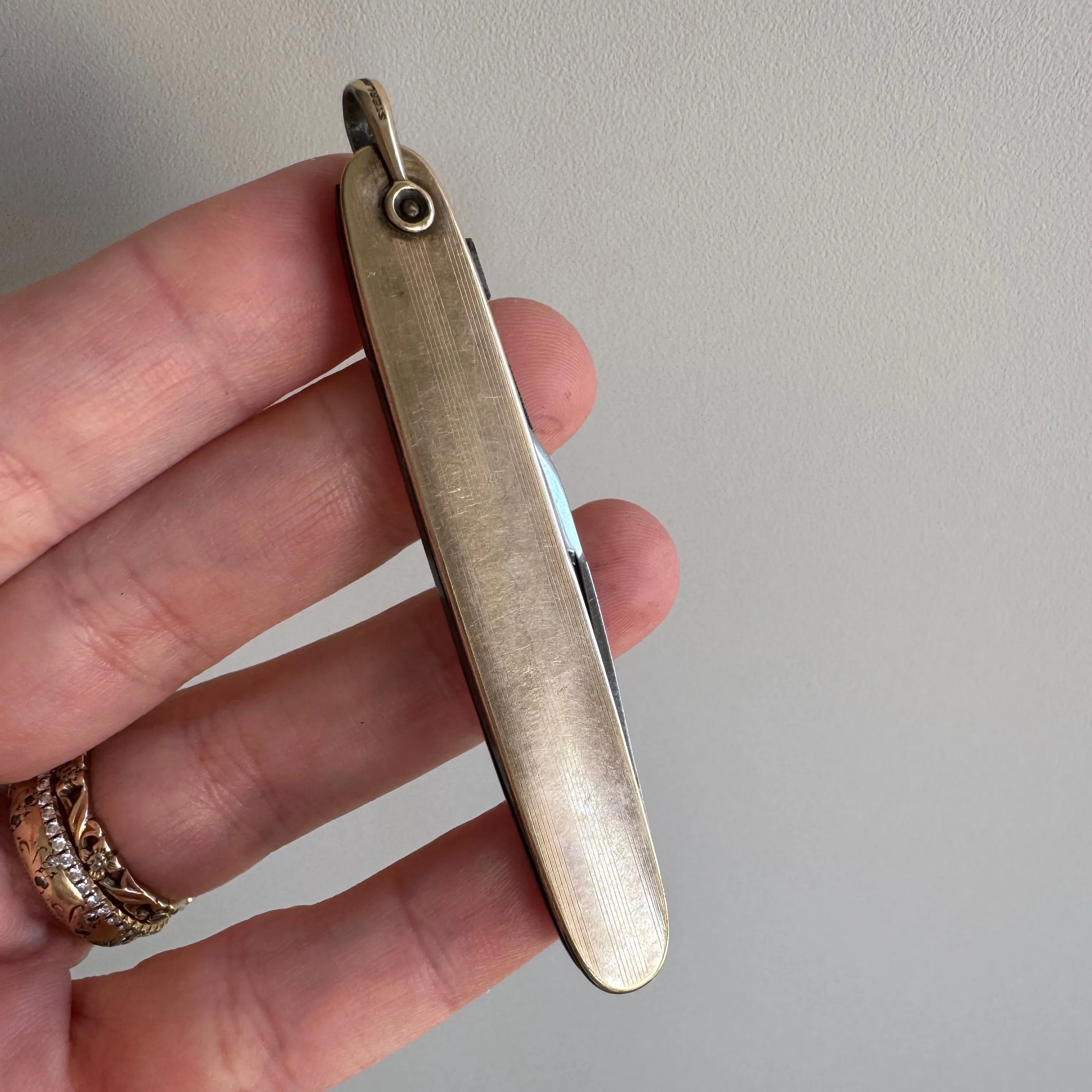 V I N T A G E // pinstripes and possibilities / 12k GF on sterling silver pen knife / a pendant