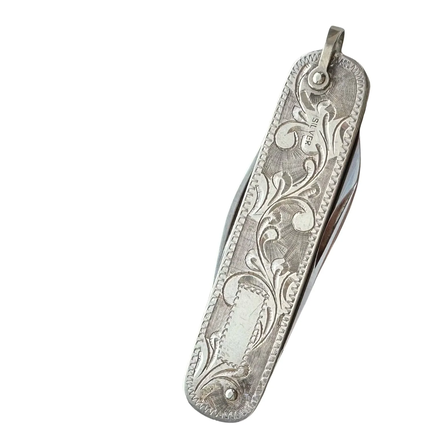 Sterling Silver Engraved Pen Knife Pendant – Practical Vintage Jewelry