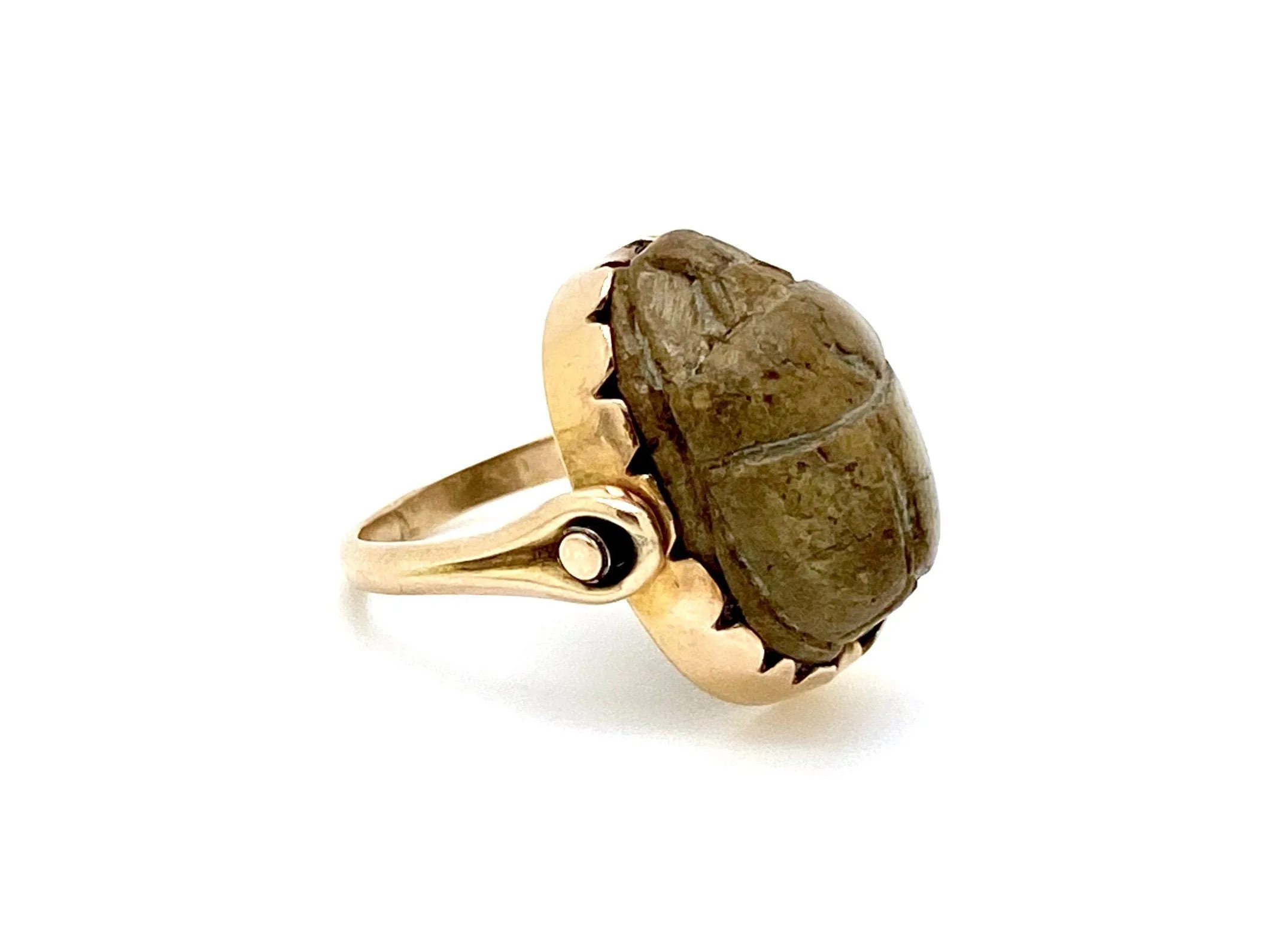 V I N T A G E // scarab swivel / 14k rosier yellow gold with carved scarab ring or pendant / size 5