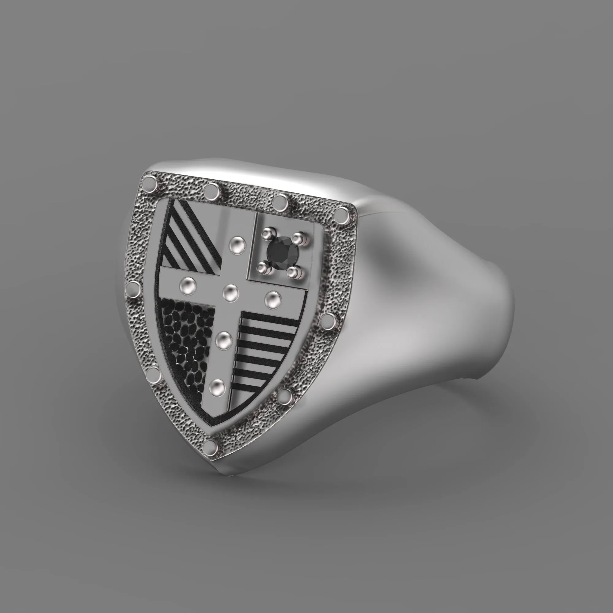 Varangian Knight's Shield  Signet  Sterling Silver 925