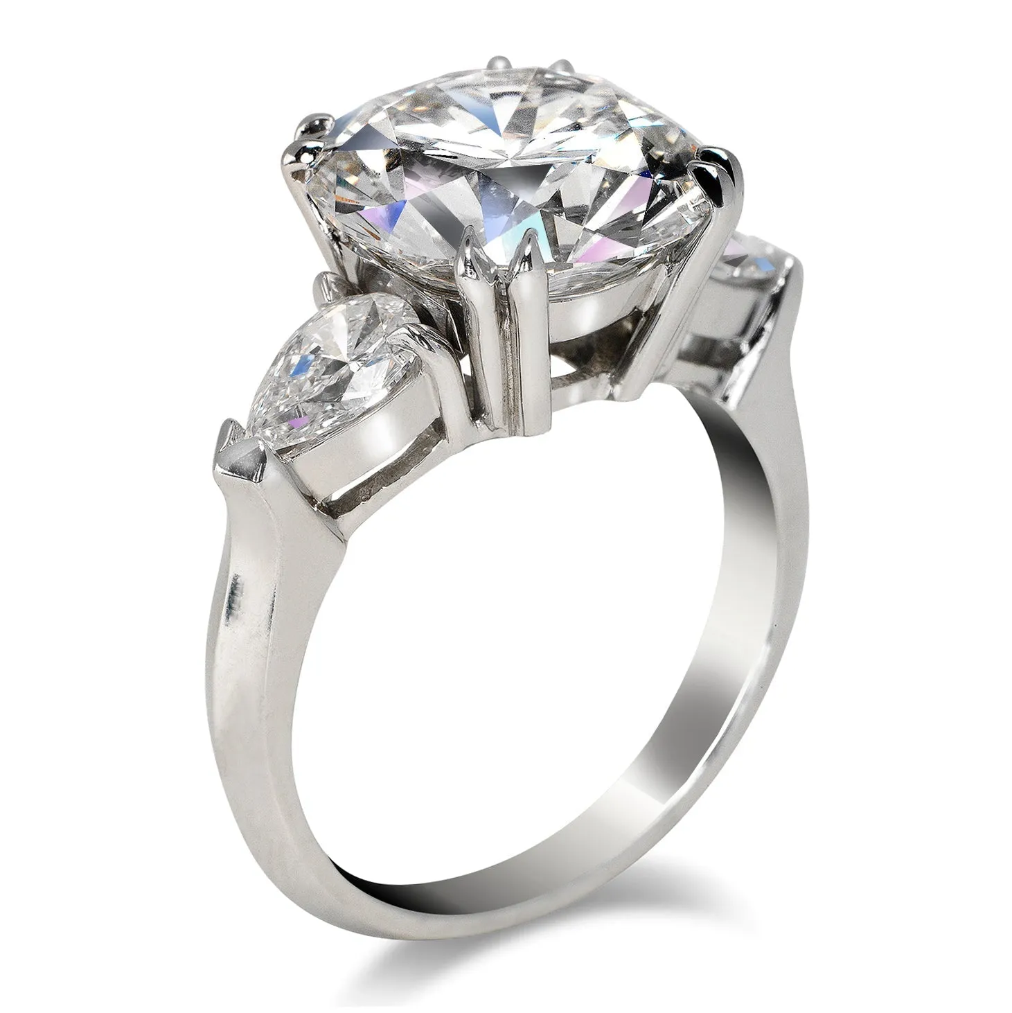 VERA 8 CARAT ROUND CUT G COLOR VS1 CLARITY THREE STONE DIAMOND ENGAGEMENT RING 14K WHITE GOLD GIA CERTIFIED 6 CT G VS1 BY MIKE NEKTA