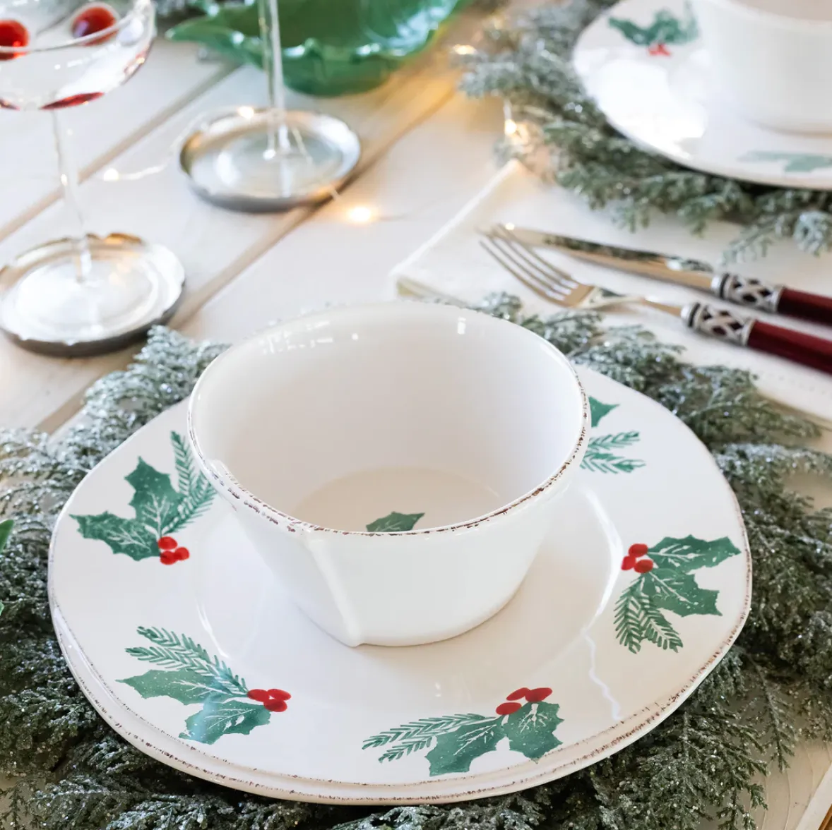 VIETRI Lastra Evergreen Holiday Dinner Plate