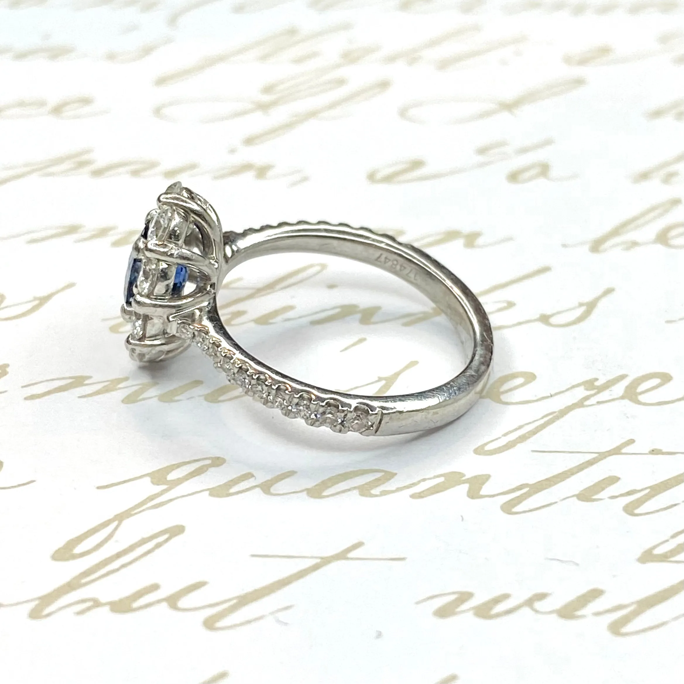 Vintage Platinum Sapphire and Diamond Engagement Ring